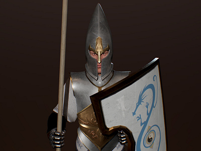 Elven warrior 3d 3dart 3dmodel battles character fantasy lowpoly pbr spearman warrior