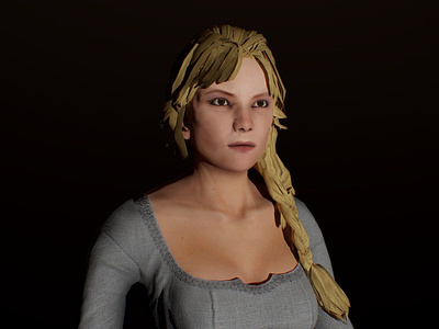 Medieval female 3d 3dmodel character female lowpoly medieval woman