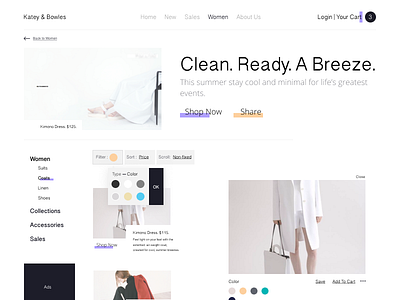 Katey & Bowles Category Page bold clean ecommerce fashion minimal simple startup