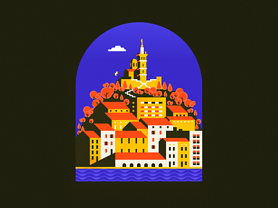 Marselha city còsta blava flat france homesick illustration marseille mediterranea minimal port provence sea