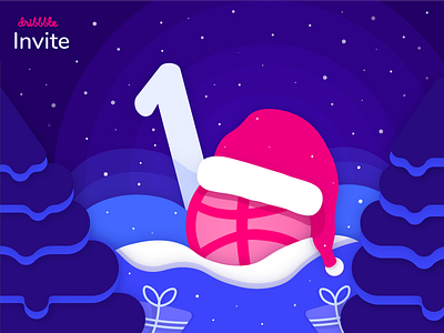 Invite Dribbble art christmas design dribbble invite gift graphic graphic design illustration invite present vector violet