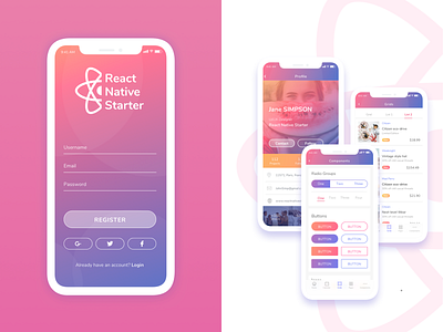 React Native Starter design graphic design mobile mobile app mobile template react react native technology