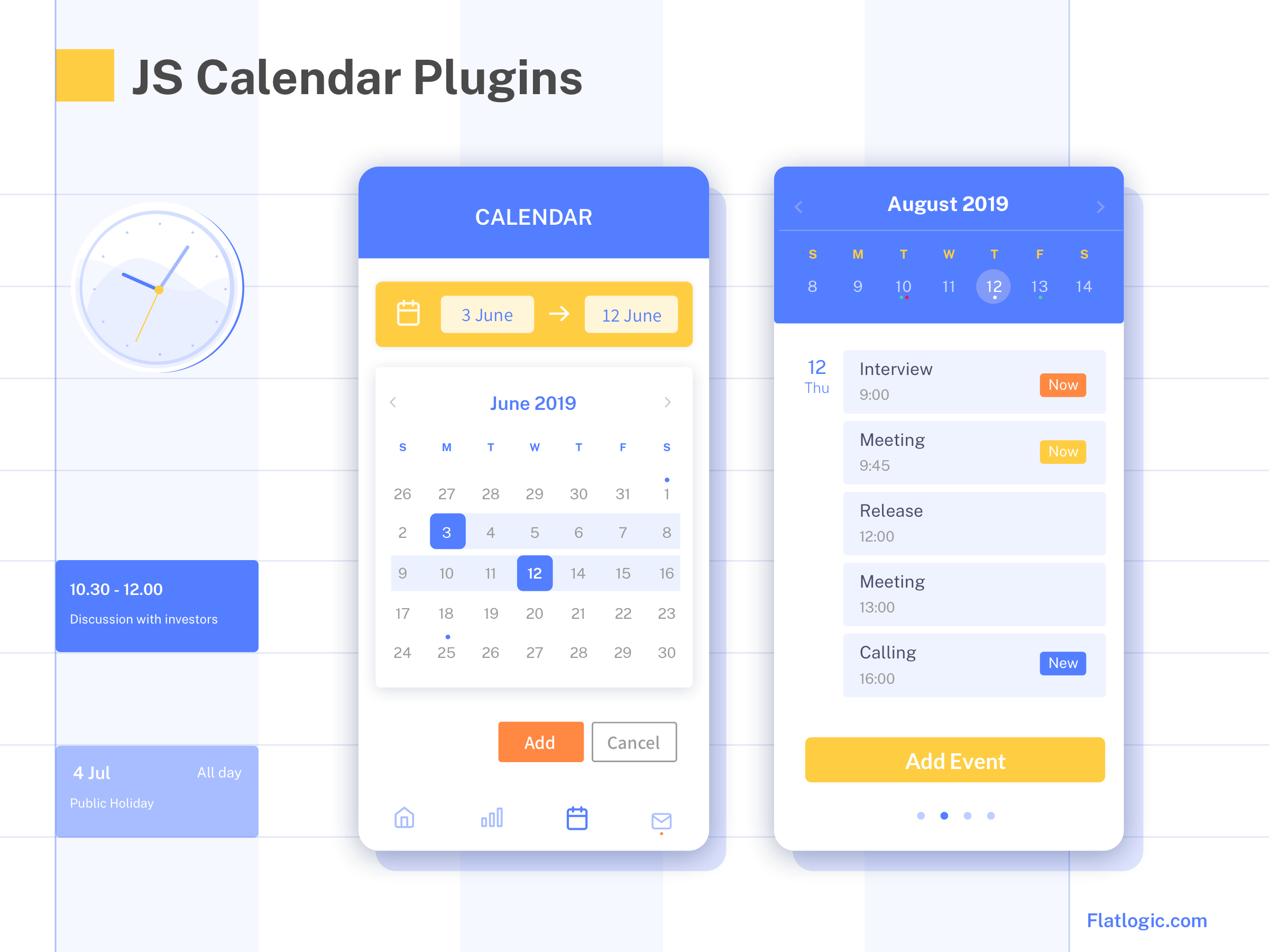 Js Calendar by Natalie Yermolenka for Flatlogic on Dribbble