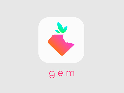 Gem - Strawberry Logo branding bright colorful dining gem gradient icon logo modern simple strawberry