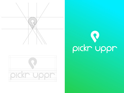 Pickr Uppr Logo app branding bright gps gradient green location logo mobile pickr sporting uppr