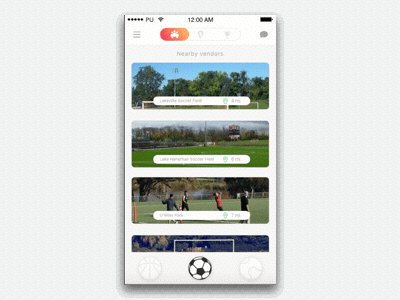 Pickr Uppr Reservation Process time reservation sport principle motion mobile interaction calendar app animation