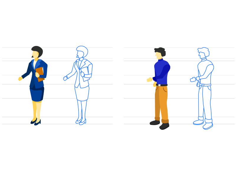 Vector People Illustrations - 2 woman vector sketches progress person people illustration drawing character business body agent