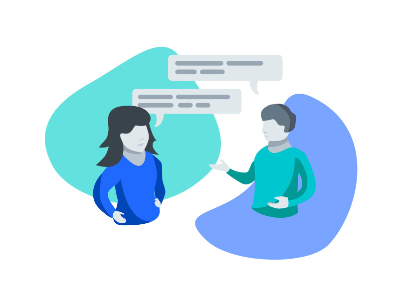 UX Design Process Illustration - Ideation man woman material graphic teal blue people web flat illustration process ux