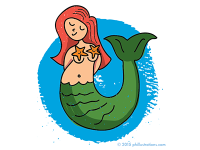 Mermaid digital editorial illustration mermaid phillustrations texture