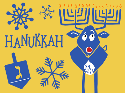 Hanukkah sticker pack dreidel hanukkah menorah rudolph snow sticker