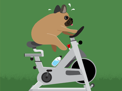 Dog Tired cartoon cycling dog editorial exercise health illustration pet spinning texture vector wellness