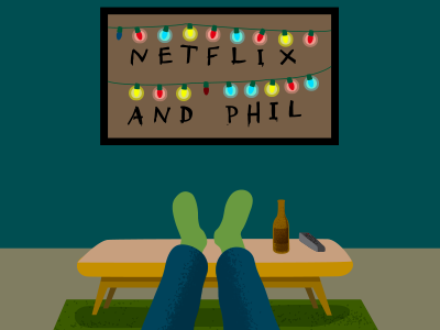 Netflix and Phil digital editorial illustration netflix tv