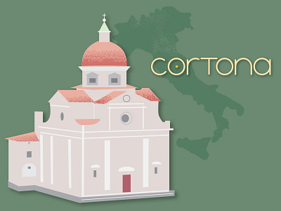 Cortona Italy Illustration church cortona editorial illustration italy map vector