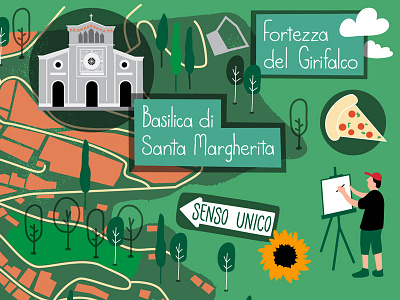 Map illustration of Cortona, Italy cortona illustration italy map texture uga vector