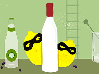 Summer Thief beverage cartoon editorial food illustration lemon recipe retro texture vector