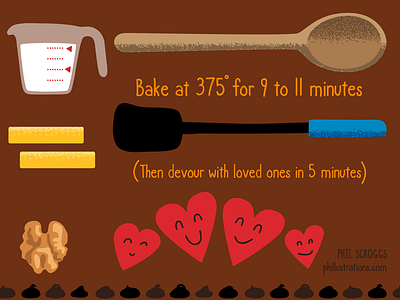Chocolate Chip Cookie recipe baking cartoon dessert editorial food illustration lettering recipe texture vector vegan