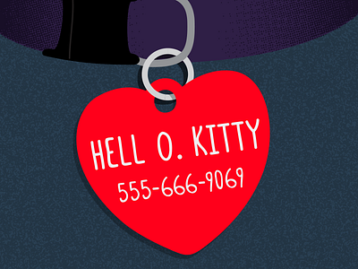 Hell O. Kitty ariynbf carb cat illustration lettering nametag podcast texture vector