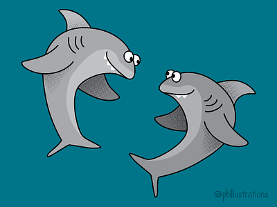 Shark friends editorial illustration marine life ocean shark vector
