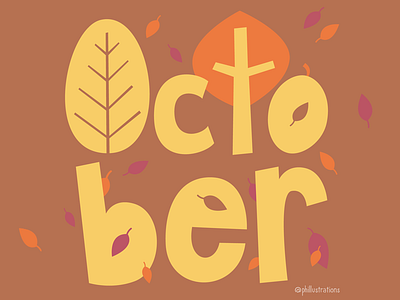 October lettering autumn digital fall handlettering illustration lettering october phillustrations vector