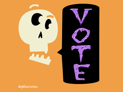 Vote! election halloween lettering politics skull spooky vote