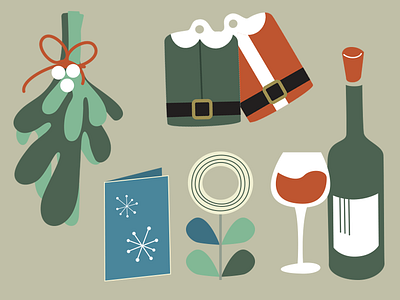 Mid century modern Christmas icons