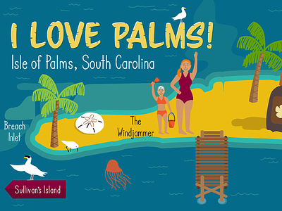 Isle of Palms map handlettering illustration map phillustrations travel vector