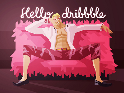 Hello Dribbble! donquixote doflamingo first shot hello dribbble illustration one piece ドンキホーテ・ドフラミンゴ 唐吉诃德·多弗朗明哥