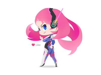 My debut! Hope you like~ blizzard character dva fanart first shot game hello dribbble illustration like overwatch pink