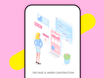 The page is under construction 2.5d illustration ui under construction