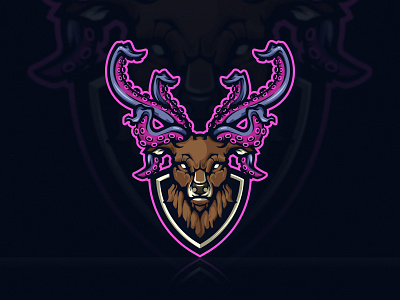 Tentacle deer design esport gaming graphic design illustration logo vector