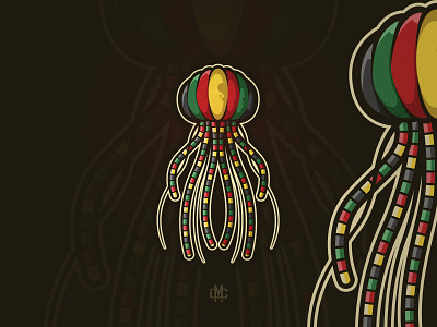 Reggae-Jellyfish design esport gaming graphic design illustration jelly fish logo marine mascot octopus vector