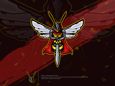 Bee warrior armor bee character design esport gaming graphic design honey illustration insect logo mascot soldier sport vector warrior wasp