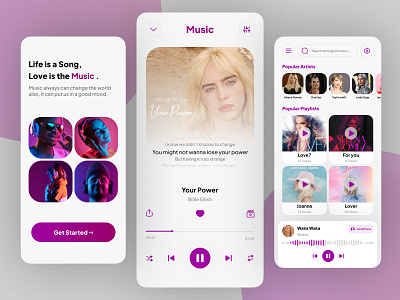 Music Player app design application design graphic design light mode mobile music player ui ui design