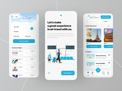 Flight booking app 3d airplane airport airways app design application booking design flight graphic design illustration journey mobile ticket travelling trip ui vacation