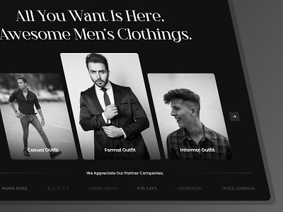 Men's fashion landing page branding calvin clein clothing dark dark mode design fashion fashion landing page graphic design gucci landing landing page mens fashion onlineshopping suit ui ui design ux ux design