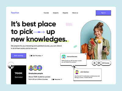 E-Learning landing page📚 course design e learning education landing learn learning light minimal minimalism online online course ui ux web design website