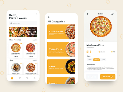 Pizza Restaurant - Mobile App Design by Yaumil Aghnia on Dribbble