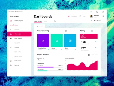 Fluent Dashboard dashboard fds fluent interface microsoft project neon typography ui uwp win10