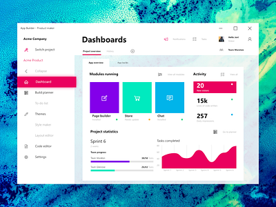 Fluent Dashboard dashboard fds fluent interface microsoft project neon typography ui uwp win10