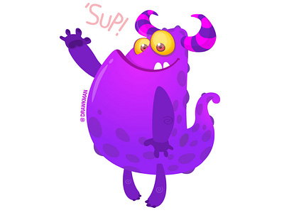 | Rawbelbee | - cartoon funny purple monster alien cartoon character creature design emotion flying funny ghost halloween illustration monster purple scary sticker vector