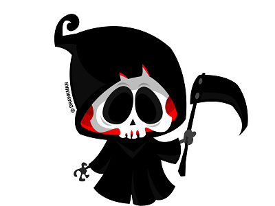 Cartoon funny grim reaper mascot design cartoon character design funny grim halloween illustration monster reaper scythe