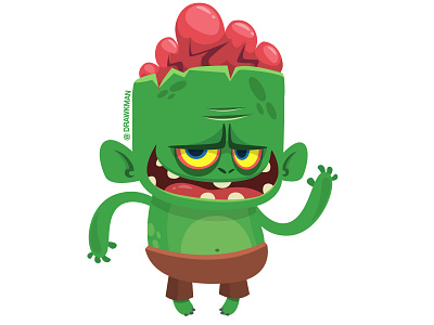 Zombeeque - cartoon cute zombie character design mascot