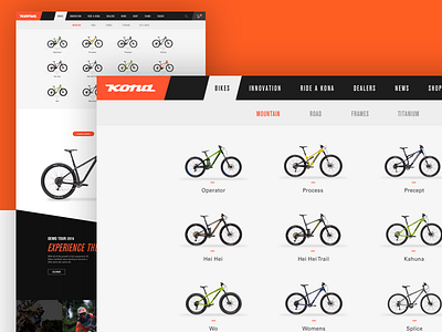 Kona website redesign concept bike dark desktop flow home orange patterns product typography ui ux website