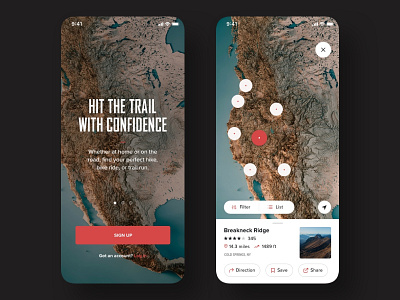 Trail/Treking App app app design clean ui ios map onboarding sketchapp ui ux white