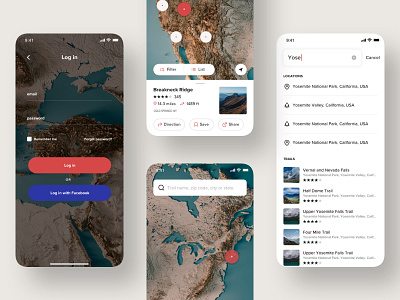 Trail/trekking App app clean flatdesign iphonex map onboarding pin trekking ui ui design ux