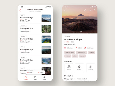 Trail/Treking App clean design ios iphone list map ui ux webdesign