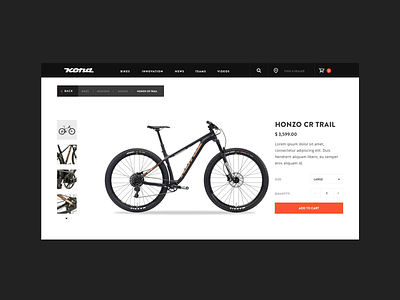 Kona bikes - Product page v2 clean dark design flat gallery interface minimal ui ux website