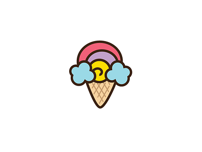 rainbow t dessert logo branding colorful dessert happy ice cream joy logo rainbow sweet