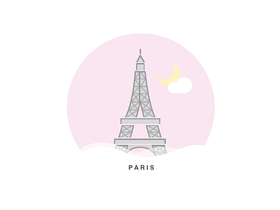 Paris - Moonlight city eiffel tower illustration moon paris pink weather