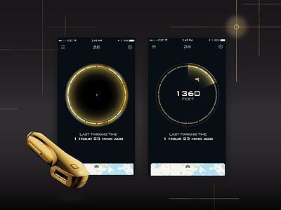 Gold ZUS (UI concept) app compass concept gold gps iot location map mobile smart hardware ui uichallenge